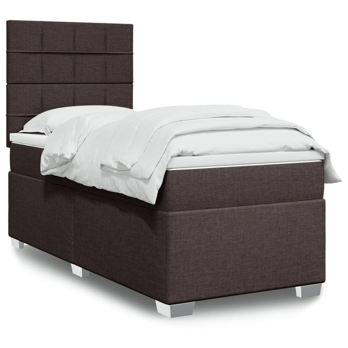 Pat box spring cu saltea, maro închis, 90x190 cm, textil WALTI