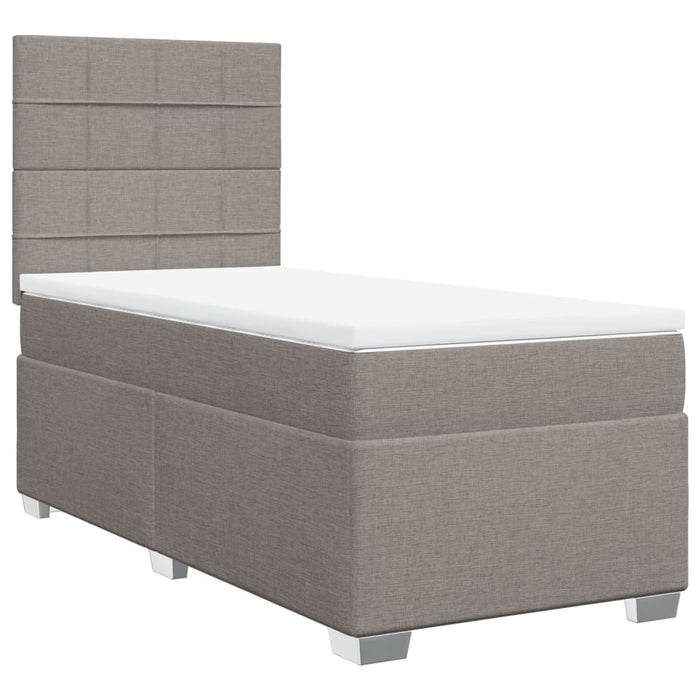 Pat box spring cu saltea, gri taupe, 90x190 cm, textil WALTI