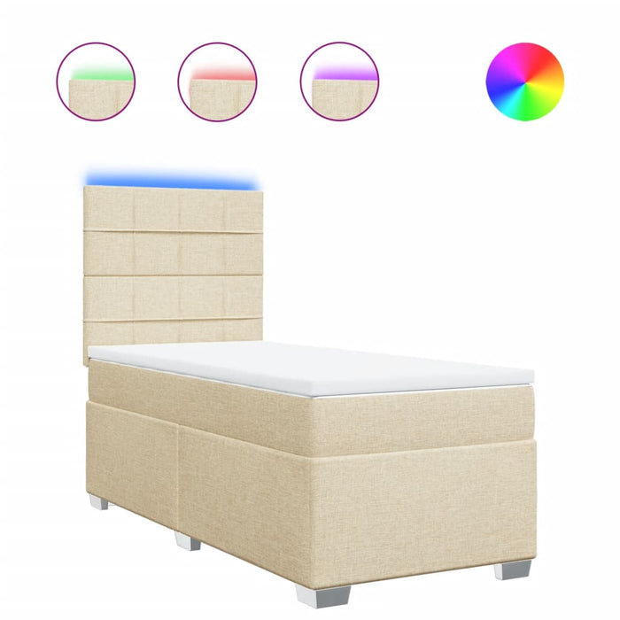 Pat box spring cu saltea, crem, 90x190 cm, textil - WALTI WALTI