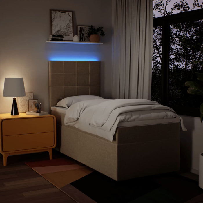 Pat box spring cu saltea, crem, 90x190 cm, textil - WALTI WALTI