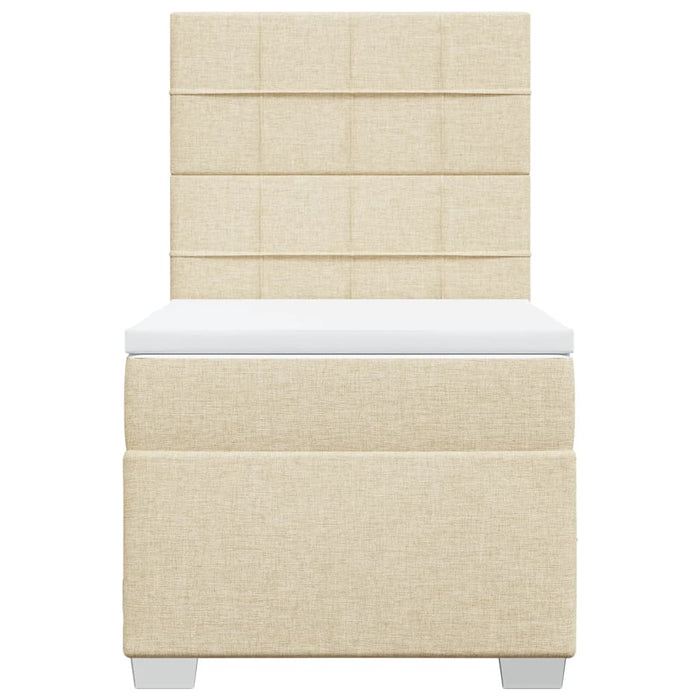 Pat box spring cu saltea, crem, 90x190 cm, textil - WALTI WALTI