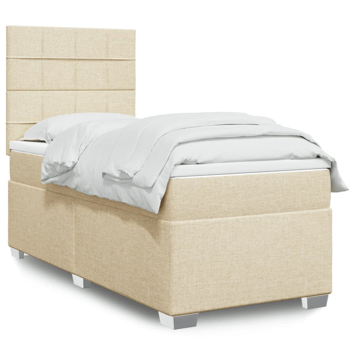 Pat box spring cu saltea, crem, 90x190 cm, textil - WALTI WALTI