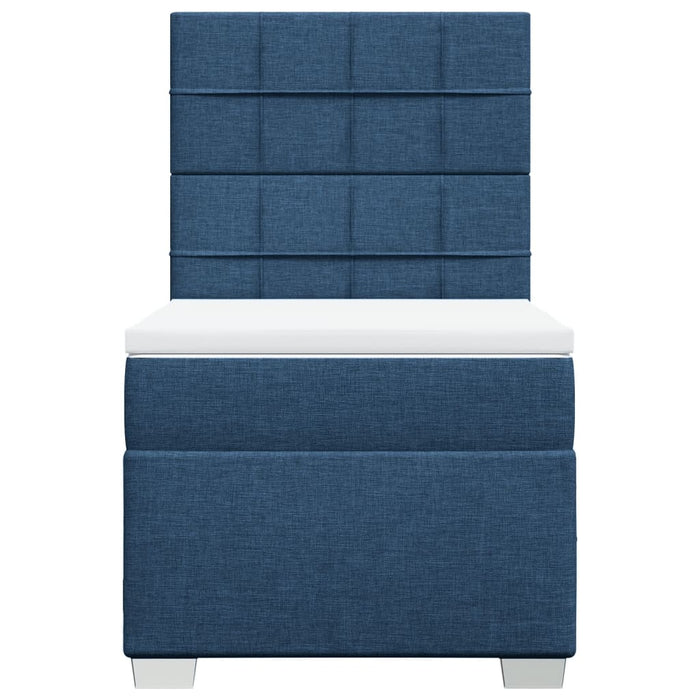Pat box spring cu saltea, albastru, 90x190 cm, textil - WALTI WALTI