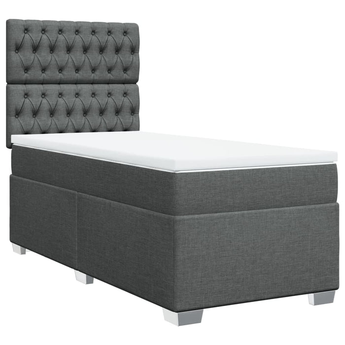 Pat box spring cu saltea, gri închis, 90x190 cm, textil - WALTI WALTI
