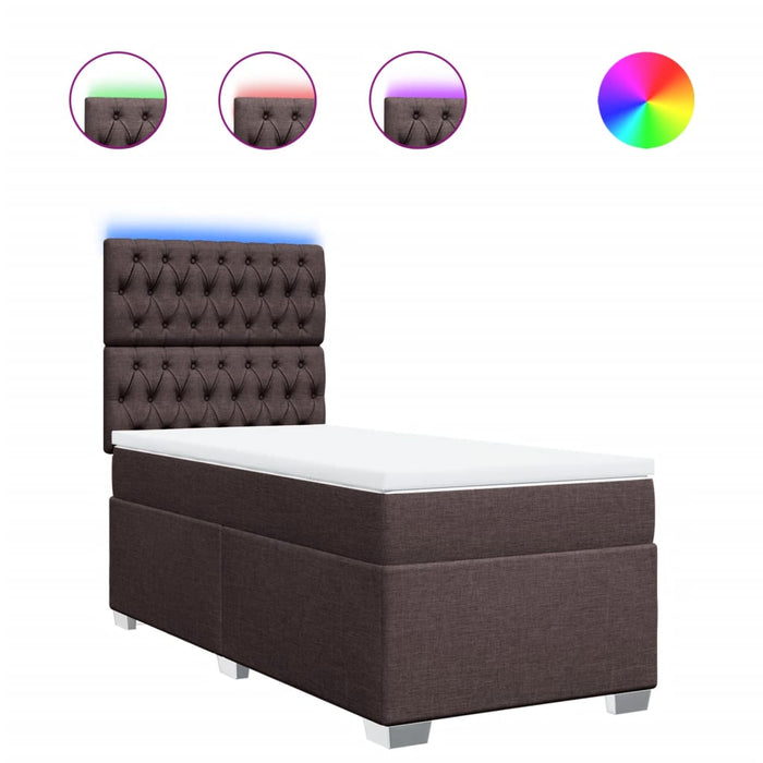 Pat box spring cu saltea, maro închis, 90x190 cm, textil WALTI