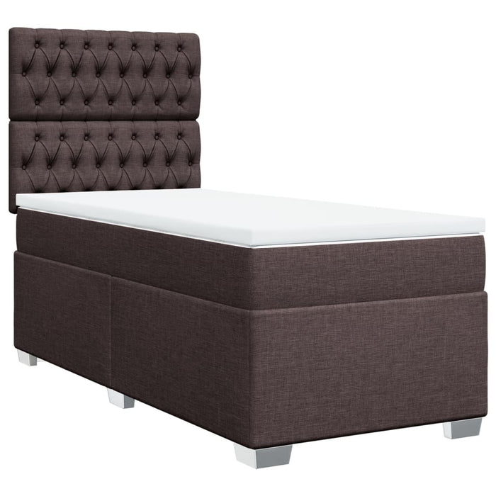 Pat box spring cu saltea, maro închis, 90x190 cm, textil WALTI