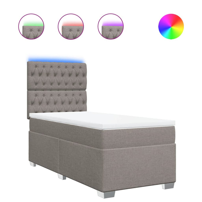 Pat box spring cu saltea, gri taupe, 90x190 cm, textil - WALTI WALTI