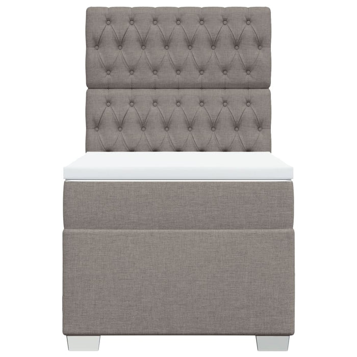 Pat box spring cu saltea, gri taupe, 90x190 cm, textil - WALTI WALTI
