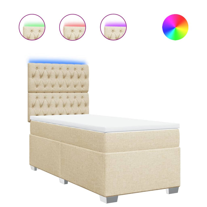 Pat box spring cu saltea, crem, 90x190 cm, textil - WALTI WALTI