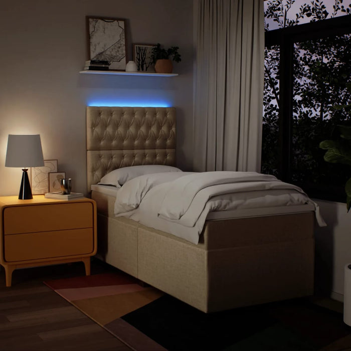 Pat box spring cu saltea, crem, 90x190 cm, textil - WALTI WALTI