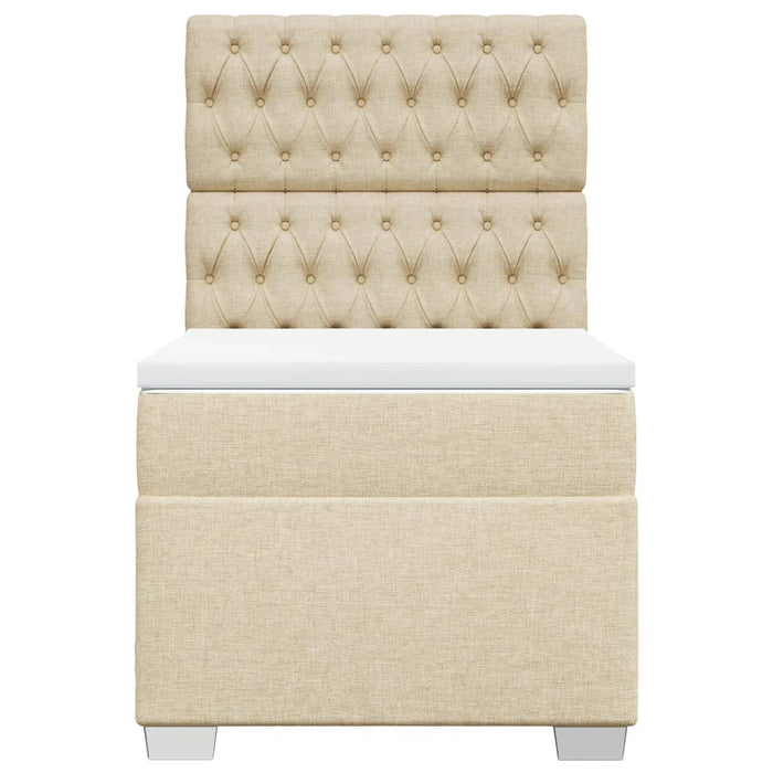 Pat box spring cu saltea, crem, 90x190 cm, textil - WALTI WALTI