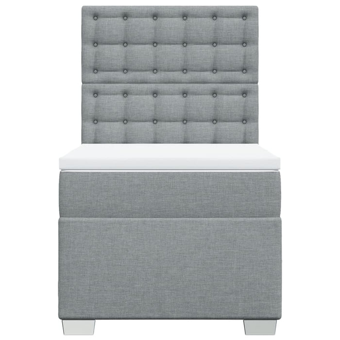 Pat box spring cu saltea, gri deschis, 90x190 cm, textil WALTI