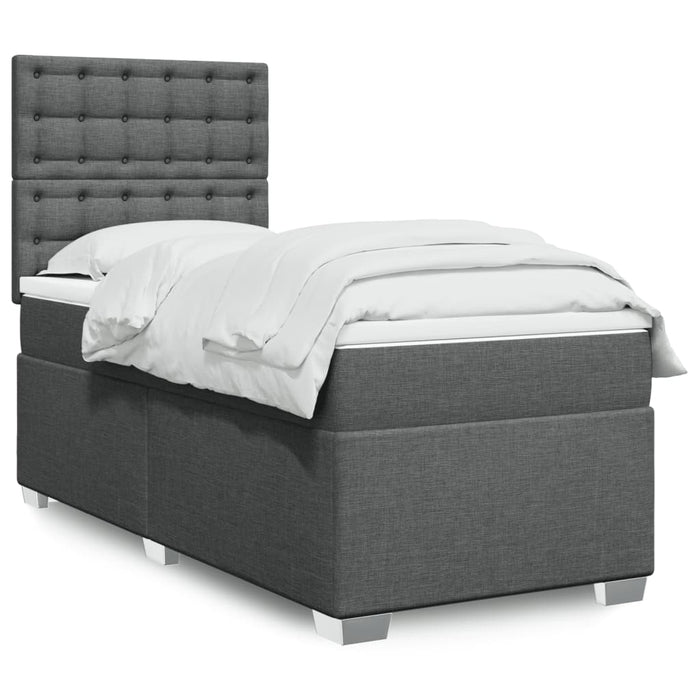 Pat box spring cu saltea, gri închis, 90x190 cm, textil - WALTI WALTI