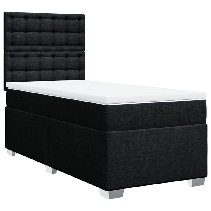 Pat box spring cu saltea, negru, 90x190 cm, textil - WALTI WALTI