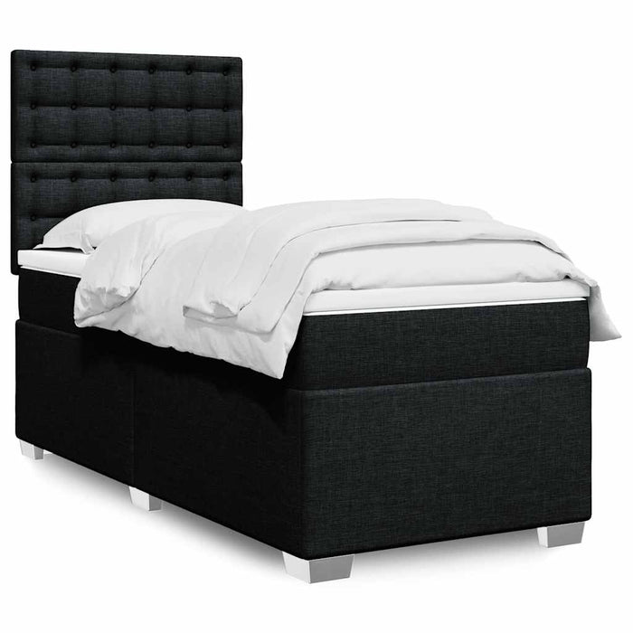 Pat box spring cu saltea, negru, 90x190 cm, textil - WALTI WALTI