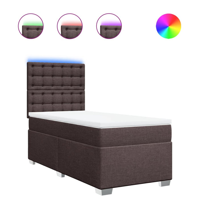 Pat box spring cu saltea, maro închis, 90x190 cm, textil - WALTI WALTI