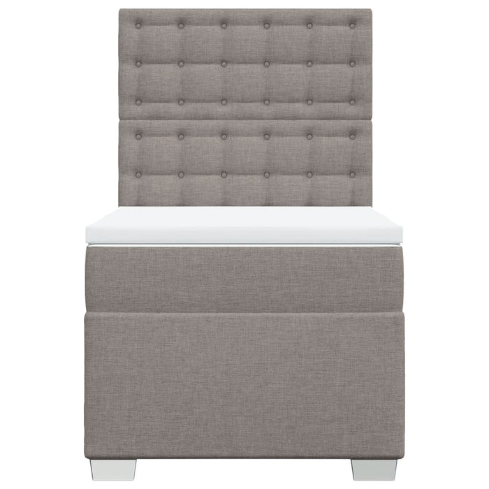 Pat box spring cu saltea, gri taupe, 90x190 cm, textil - WALTI WALTI