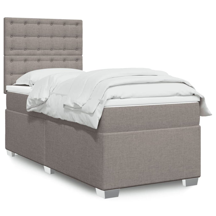 Pat box spring cu saltea, gri taupe, 90x190 cm, textil - WALTI WALTI