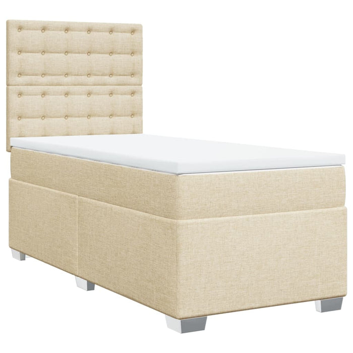 Pat box spring cu saltea, crem, 90x190 cm, textil - WALTI WALTI