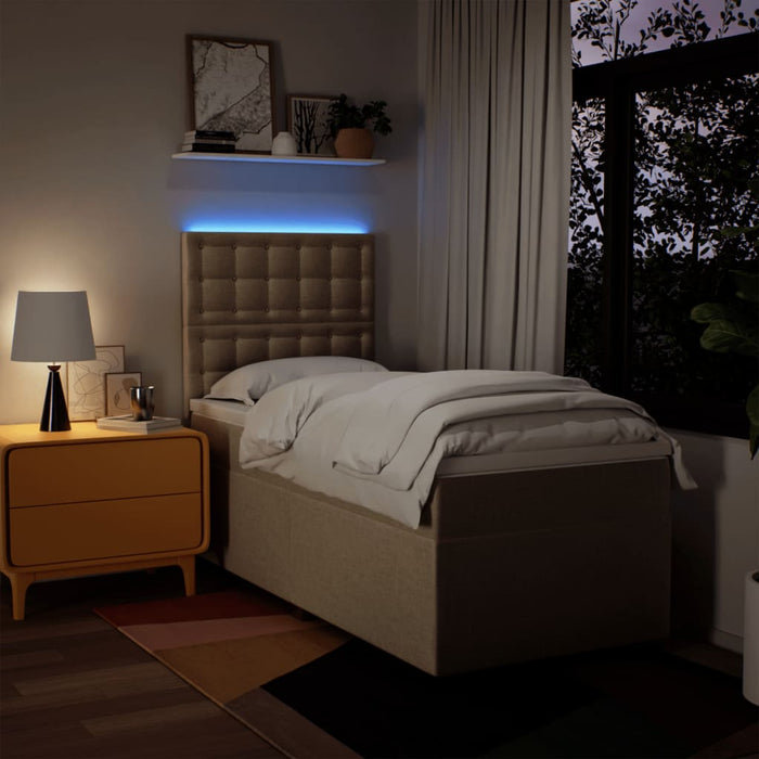 Pat box spring cu saltea, crem, 90x190 cm, textil - WALTI WALTI