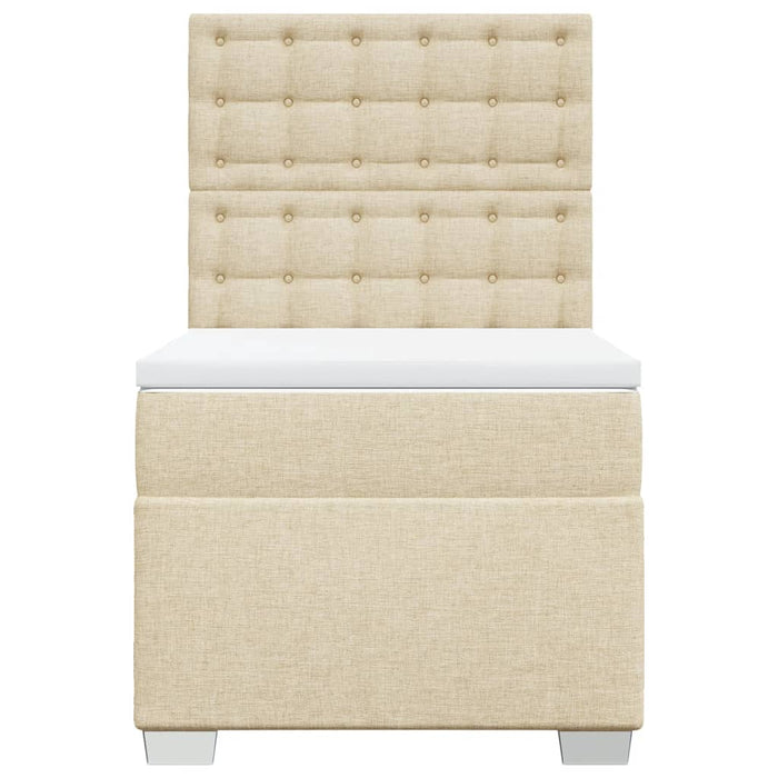 Pat box spring cu saltea, crem, 90x190 cm, textil - WALTI WALTI