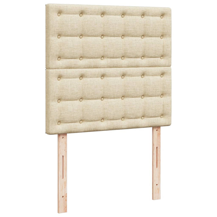 Pat box spring cu saltea, crem, 90x190 cm, textil - WALTI WALTI