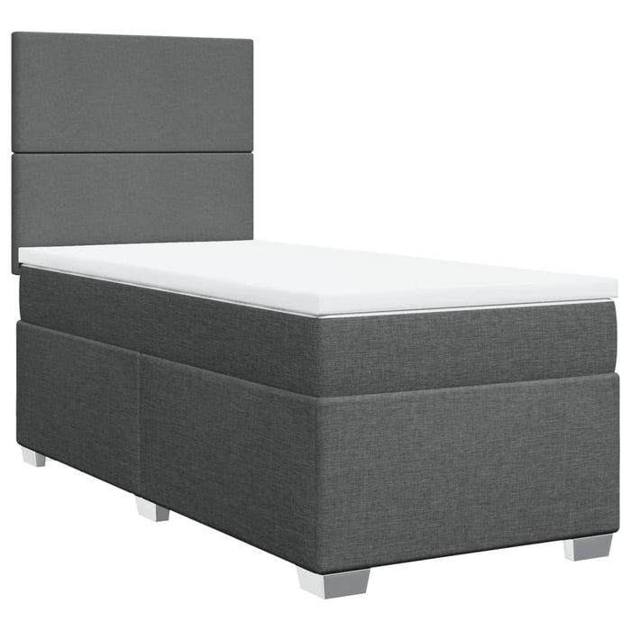 Pat box spring cu saltea, gri închis, 90x200 cm, textil - WALTI WALTI