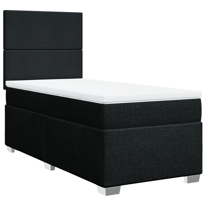 Pat box spring cu saltea, negru, 90x200 cm, textil WALTI