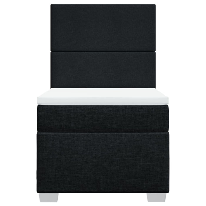 Pat box spring cu saltea, negru, 90x200 cm, textil WALTI