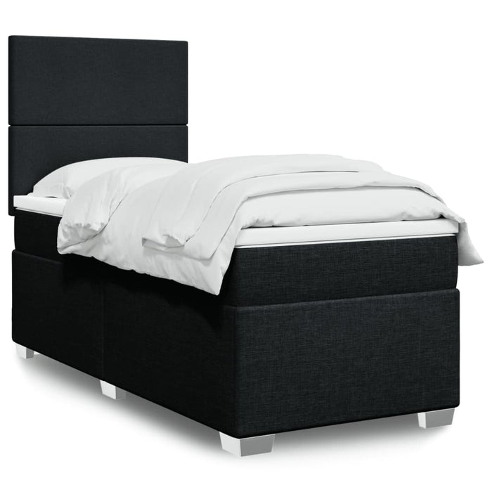 Pat box spring cu saltea, negru, 90x200 cm, textil WALTI