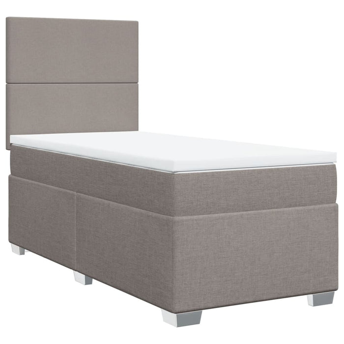 Pat box spring cu saltea, gri taupe, 90x200 cm, textil - WALTI WALTI