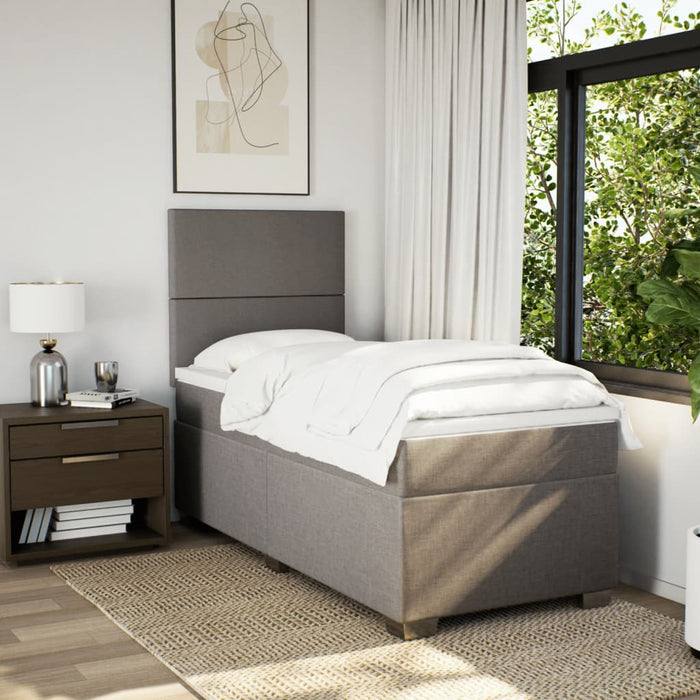 Pat box spring cu saltea, gri taupe, 90x200 cm, textil - WALTI WALTI