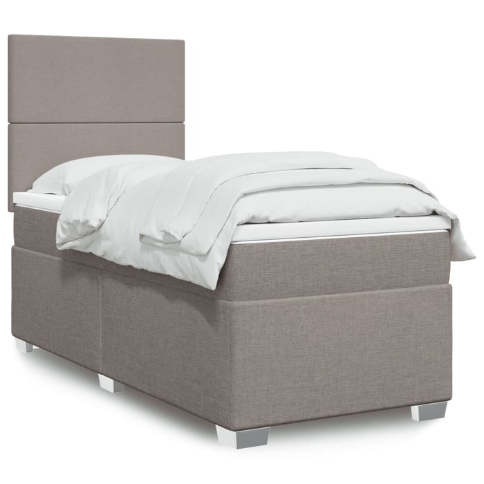 Pat box spring cu saltea, gri taupe, 90x200 cm, textil - WALTI WALTI