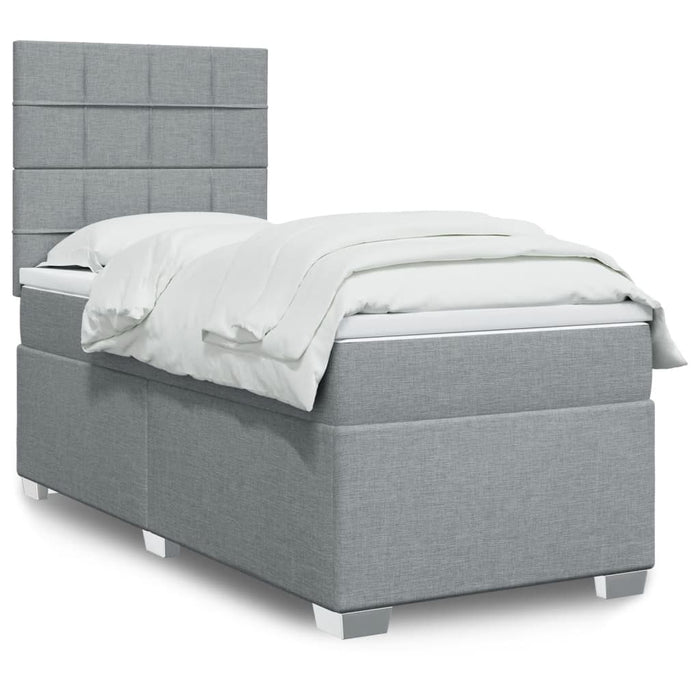 Pat box spring cu saltea, gri deschis, 90x200 cm, textil - WALTI WALTI