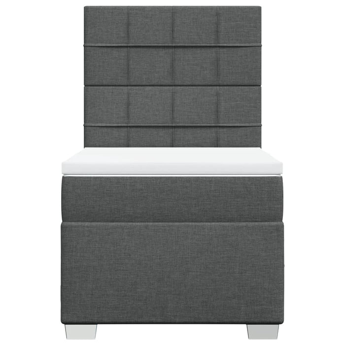 Pat box spring cu saltea, gri închis, 90x200 cm, textil WALTI