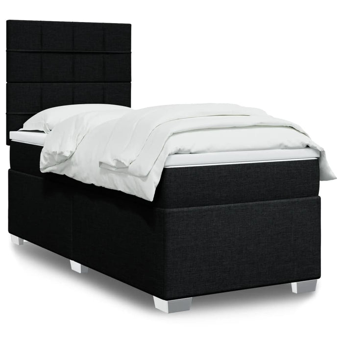 Pat box spring cu saltea, negru, 90x200 cm, textil - WALTI WALTI