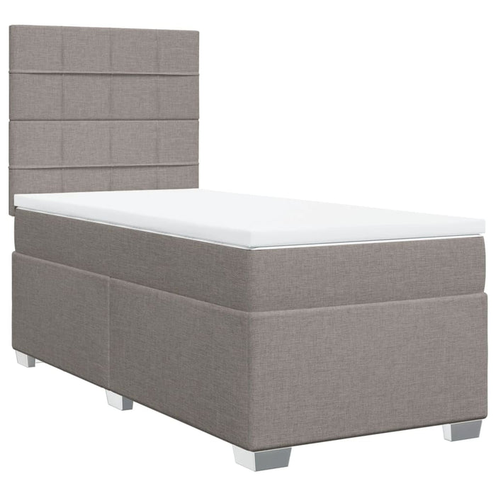 Pat box spring cu saltea, gri taupe, 90x200 cm, textil - WALTI WALTI