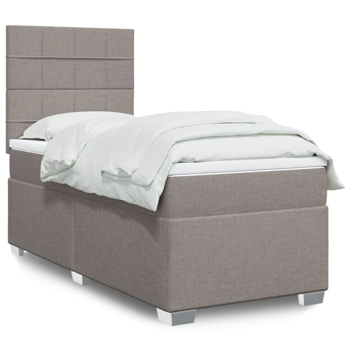 Pat box spring cu saltea, gri taupe, 90x200 cm, textil - WALTI WALTI