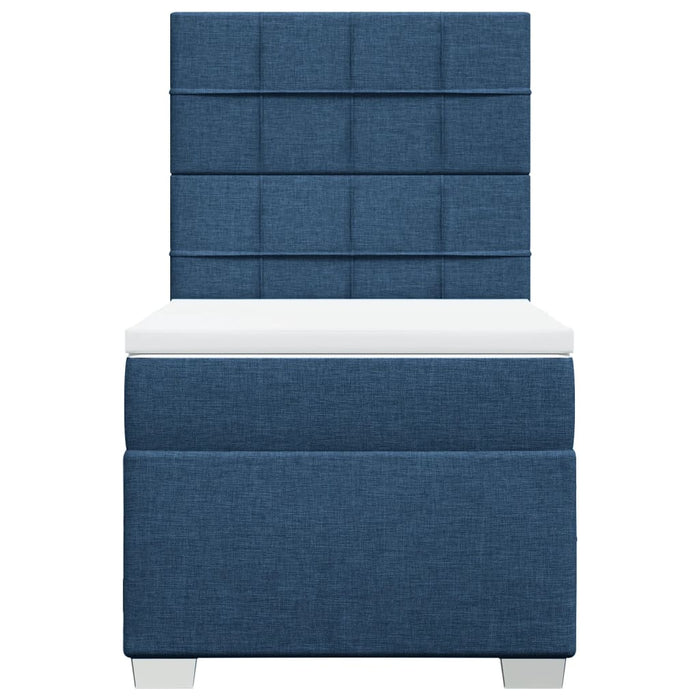 Pat box spring cu saltea, albastru, 90x200 cm, textil - WALTI WALTI