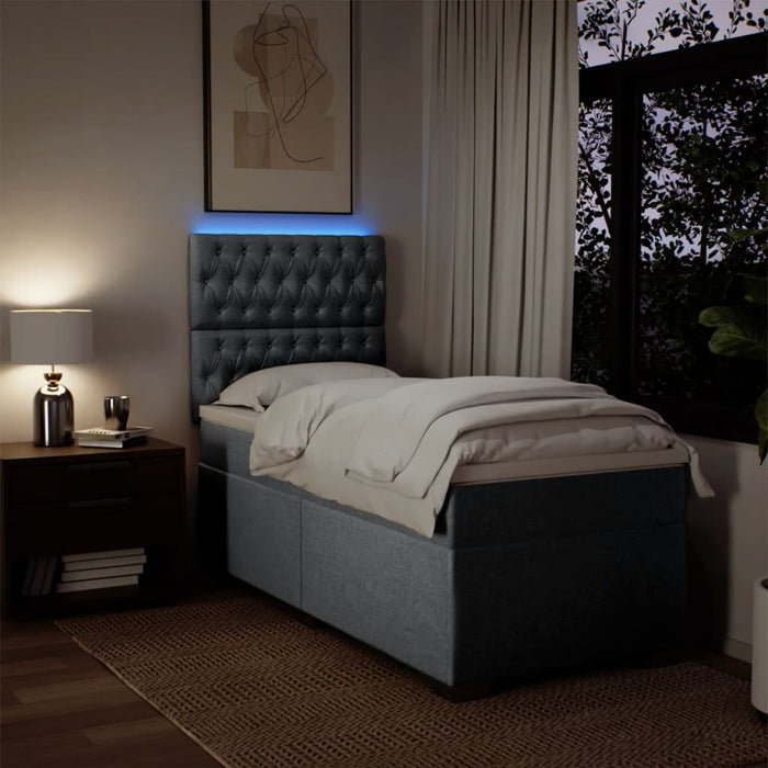 Pat box spring cu saltea, gri deschis, 90x200 cm, textil - WALTI WALTI