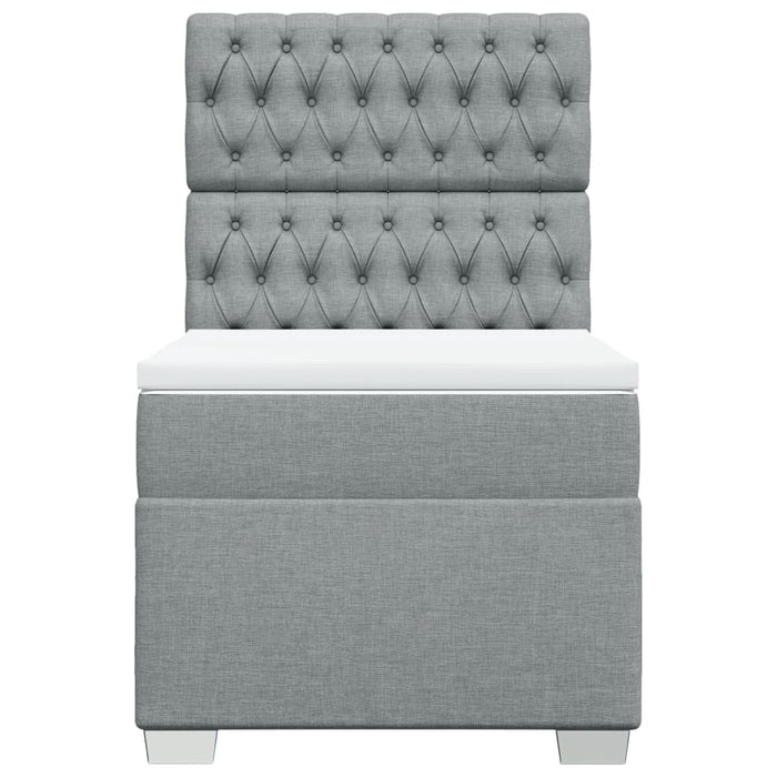 Pat box spring cu saltea, gri deschis, 90x200 cm, textil - WALTI WALTI