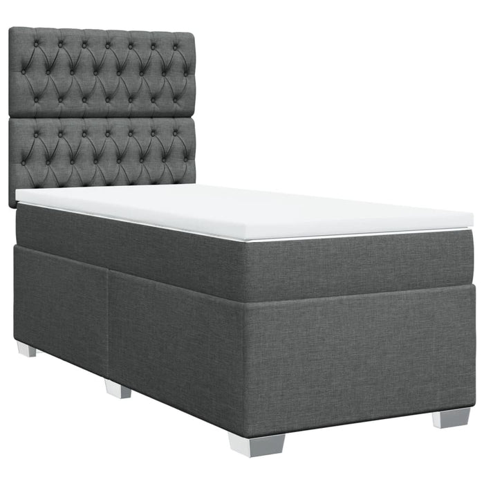 Pat box spring cu saltea, gri închis, 90x200 cm, textil - WALTI WALTI