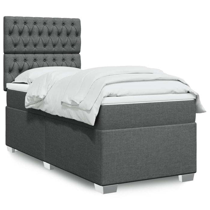 Pat box spring cu saltea, gri închis, 90x200 cm, textil - WALTI WALTI