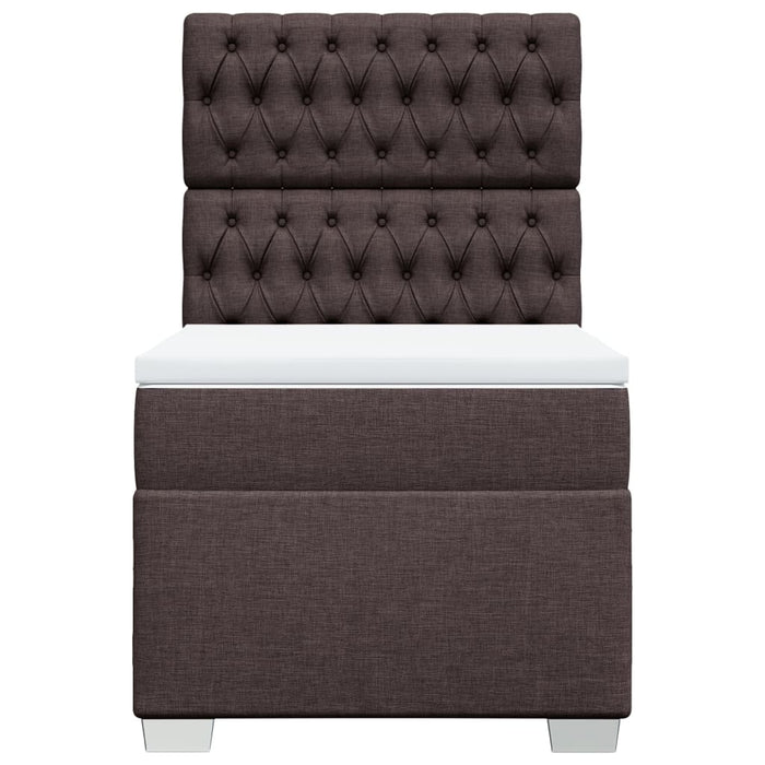 Pat box spring cu saltea, maro închis, 90x200 cm, textil WALTI
