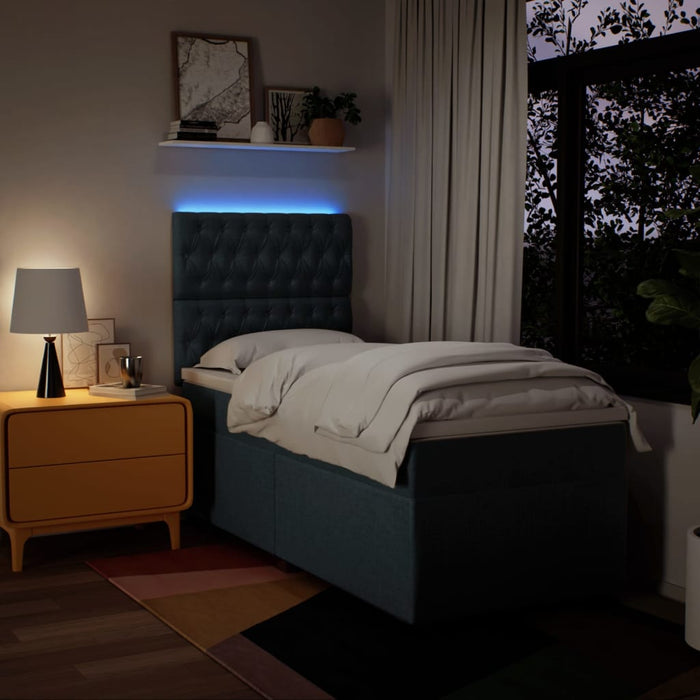 Pat box spring cu saltea, albastru, 90x200 cm, textil - WALTI WALTI