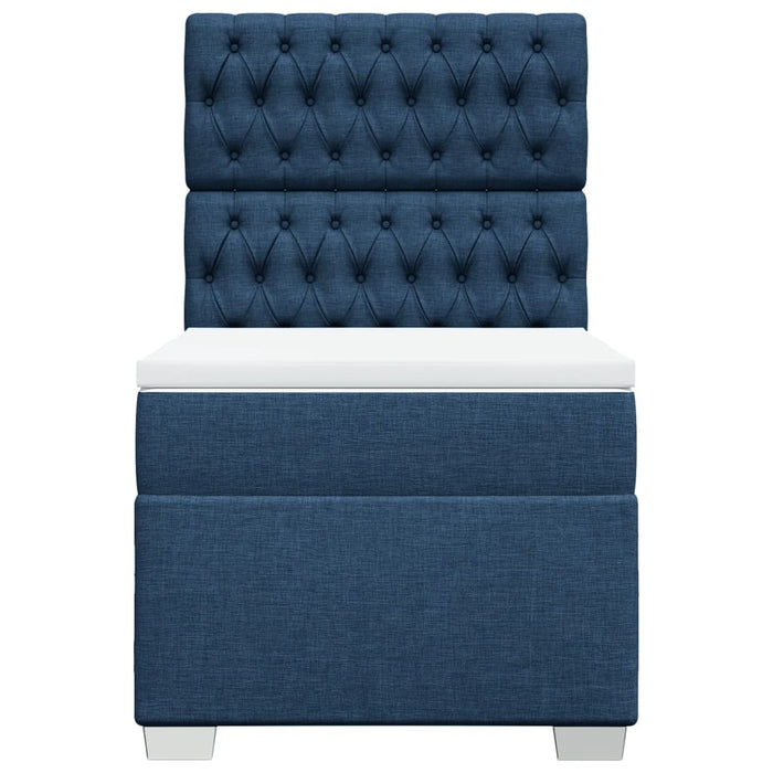 Pat box spring cu saltea, albastru, 90x200 cm, textil - WALTI WALTI