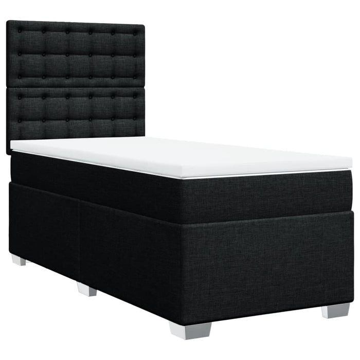 Pat box spring cu saltea, negru, 90x200 cm, textil WALTI