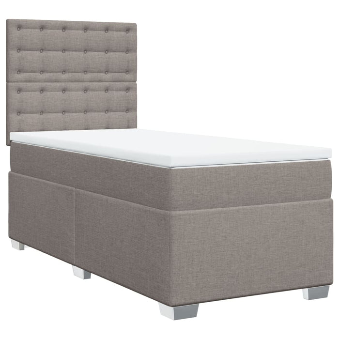Pat box spring cu saltea, gri taupe, 90x200 cm, textil - WALTI WALTI