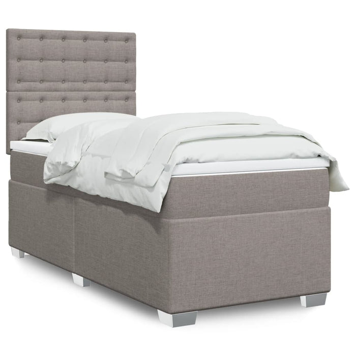 Pat box spring cu saltea, gri taupe, 90x200 cm, textil - WALTI WALTI