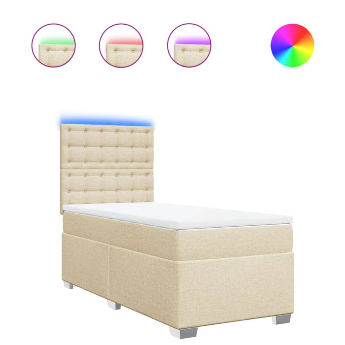 Pat box spring cu saltea, crem, 90x200 cm, textil WALTI